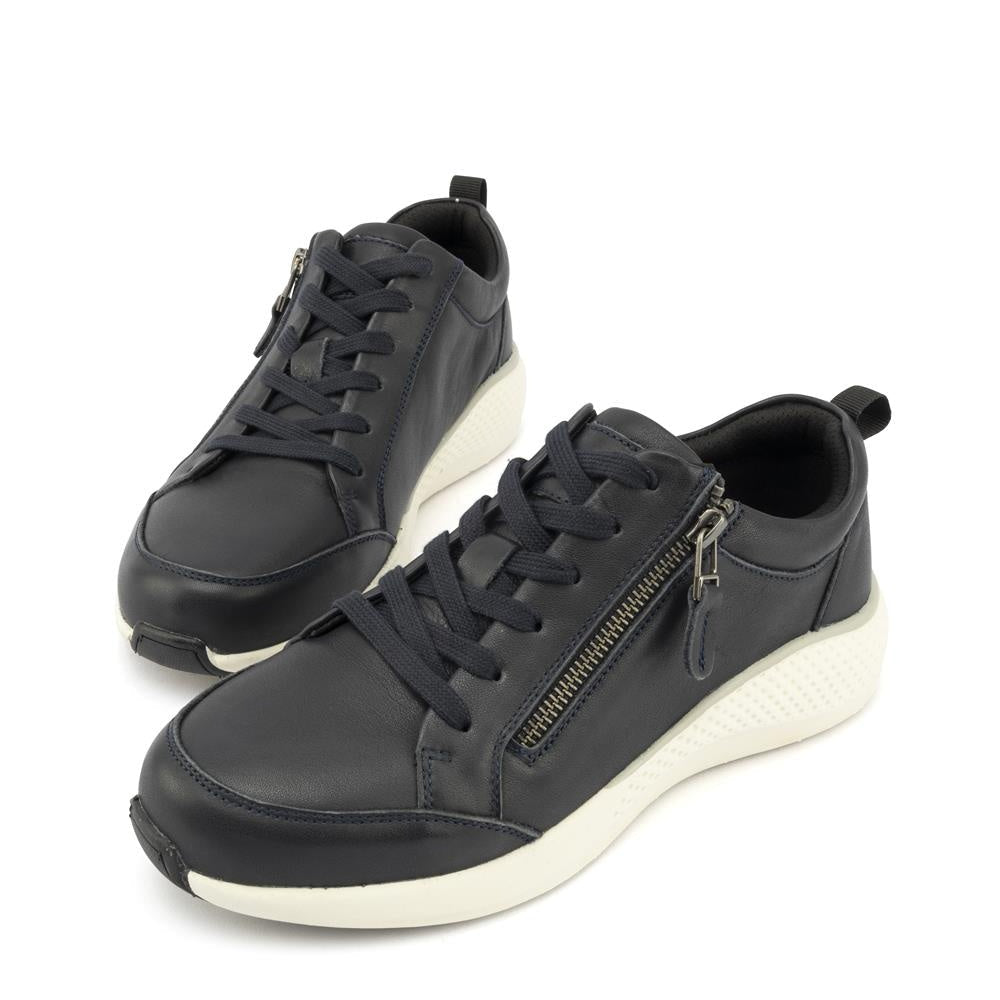 Kelsey Navy Sneaker | Zip Up and Go in Comfort