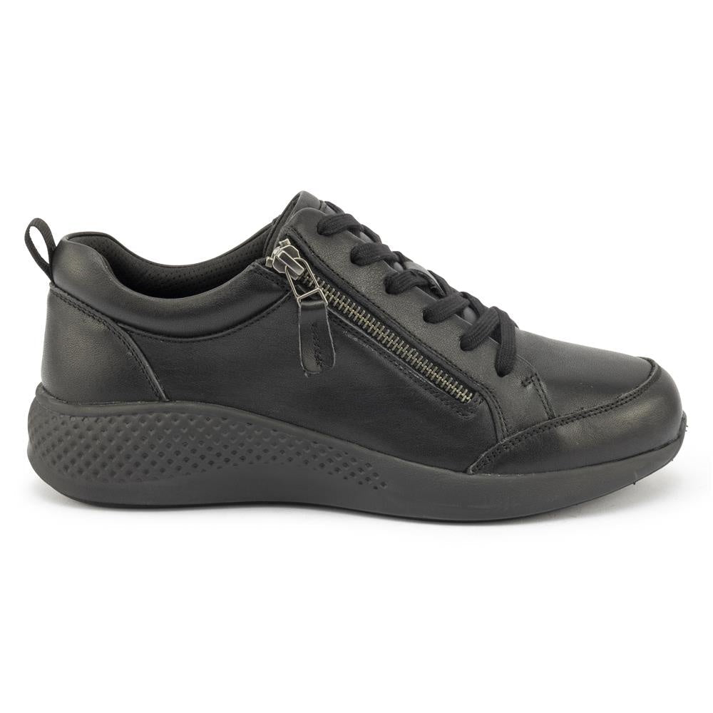 Kelsey Black Sneaker | Zip Up and Go in Comfort