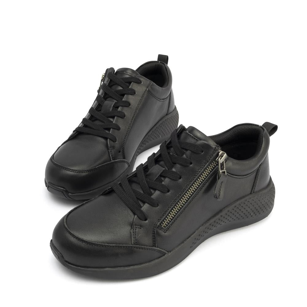 Kelsey Black Sneaker | Zip Up and Go in Comfort