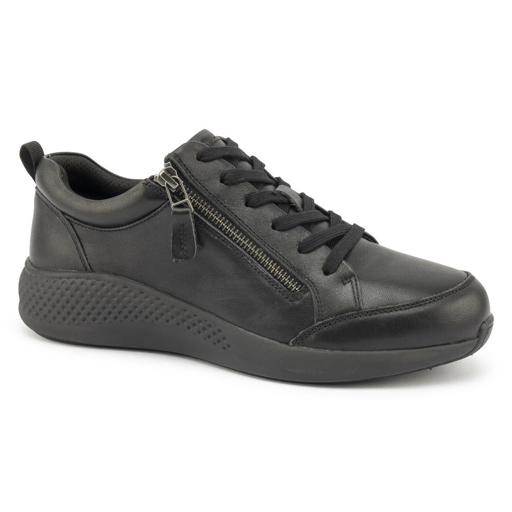 Kelsey Black Sneaker | Zip Up and Go in Comfort