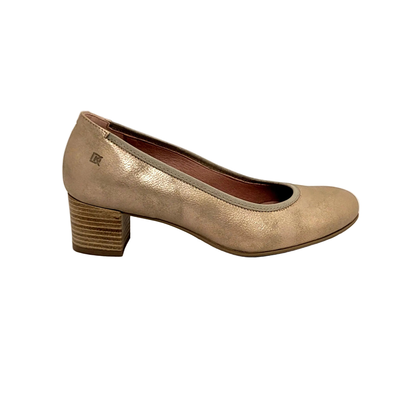 Dorking Geminis Metallic Taupe Leather Heels
