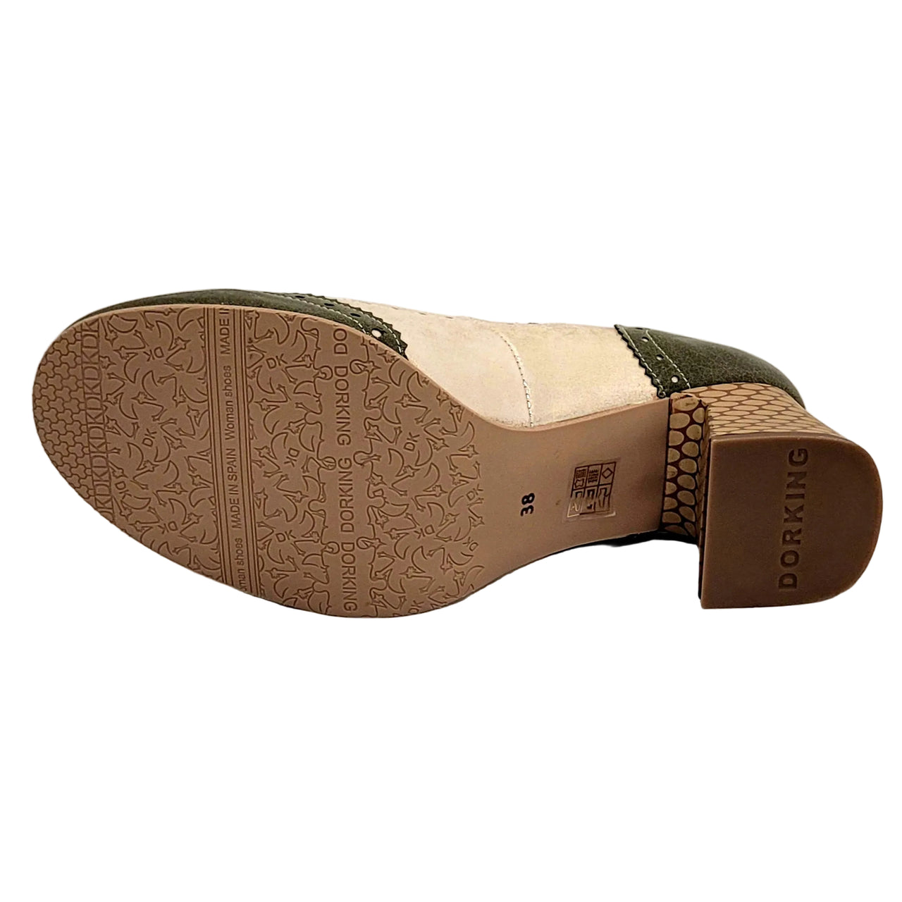 Dorking Daci Green / Beige Leather Heels