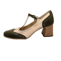 Dorking Daci Green / Beige Leather Heels