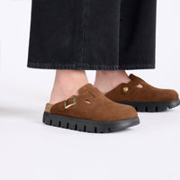 Boston Chunky Dark Tea Suede Leather Narrow