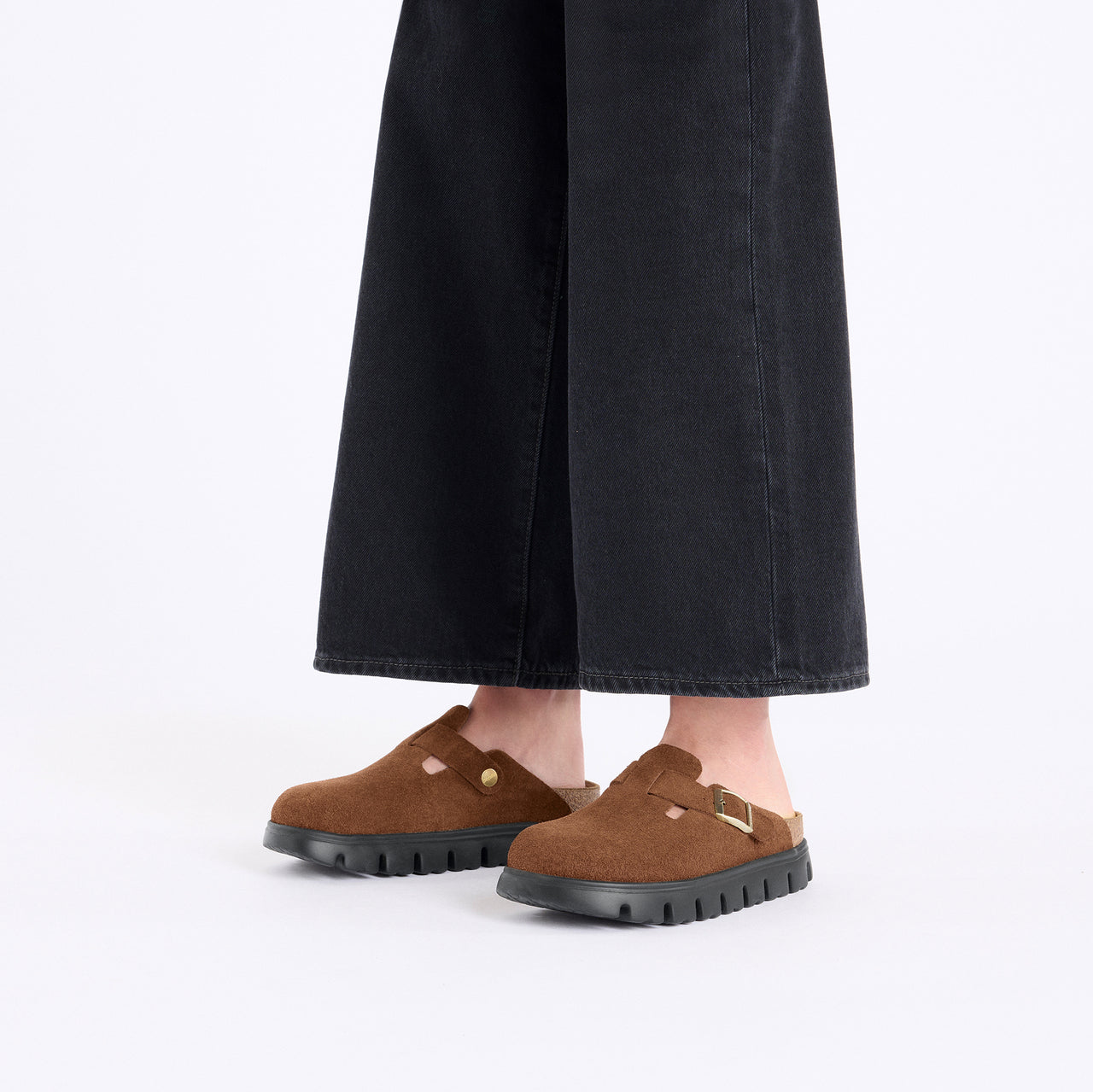 Boston Chunky Dark Tea Suede Leather Narrow